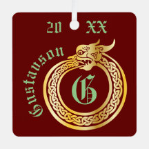 Custom Name and Monogram Celtic Style Ouroboros