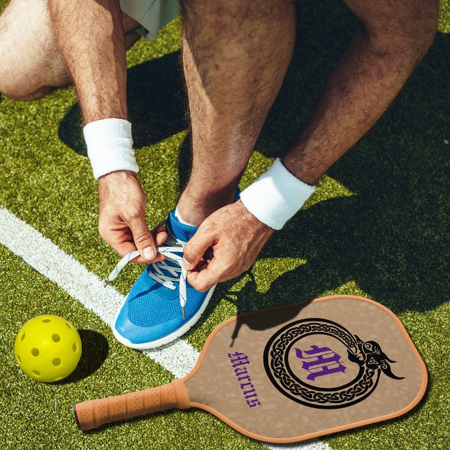 Custom Name and Monogram Celtic Style Ouroboros Pickleball Paddle (Creator Uploaded)