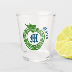 Custom Name and Monogram Celtic Style Ouroboros Shot Glass