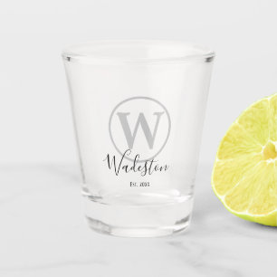 Custom Name and Monogram Established Circle Design Shot Glass