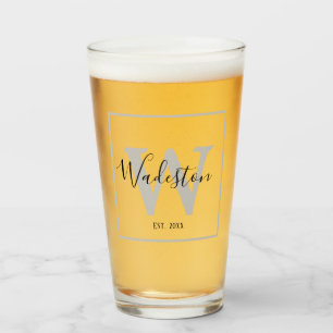 Custom Name and Monogram Established Glass