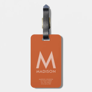 Custom Name and Monogram Modern Minimalist Luggage Tag