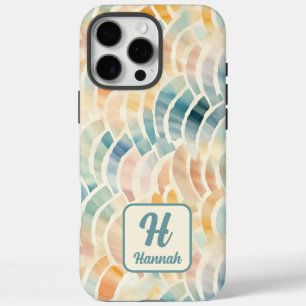 Custom Name and Monogrammed Watercolor Patterned  iPhone 16 Pro Max Case