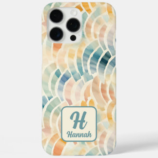 Custom Name and Monogrammed Watercolor Patterned  iPhone 16 Pro Max Case
