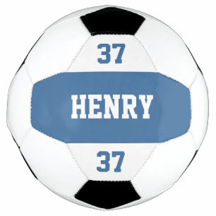 Custom Name and Number Cool Blue Personalised Soccer Ball