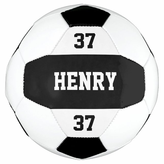 Custom Name and Number Cool Modern Personalised Soccer Ball (Front)