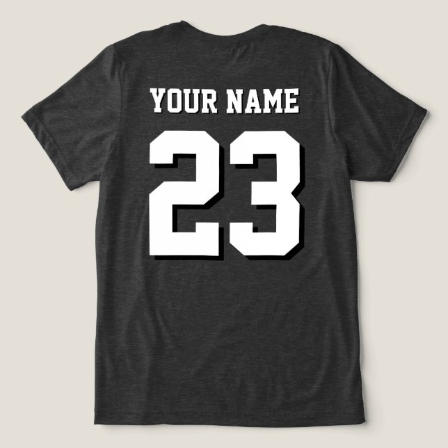 Custom Name and Number Jersey Sports Tri-Blend Shirt (Design Back)
