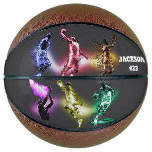 Custom Name and Number Neon Basketball Players