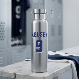 Custom Name and Number Sports Personalized  Water Bottle