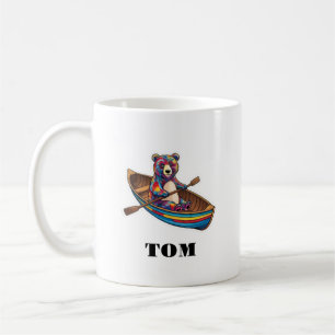 Custom name and personalized rowing bear coffee mug
