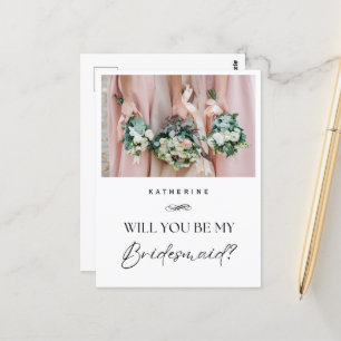 Custom name and photo Bridesmaid Proposal Postcard
