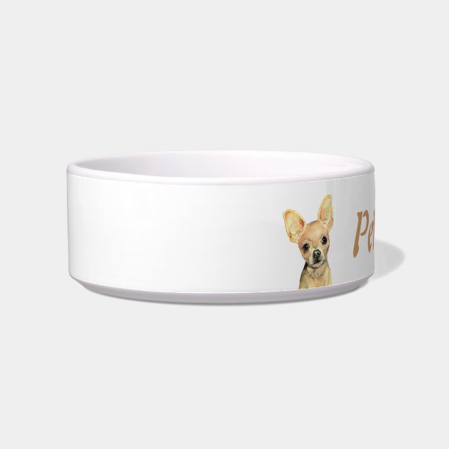 Custom Name and Photo Chihuahua, Pet, Dog Bowl (Left)
