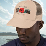 Custom Name and Photo Dad  Trucker Hat<br><div class="desc">"Personalised Dad Truck Driver Hat with Custom Photo and name - Unique Father's Day Gift". Look no further for the perfect gift for Dad! This Personalised Dad photo trucker hat is a unique and heartfelt way to show your love and appreciation. Customise this stylish hat with a favourite photo of...</div>