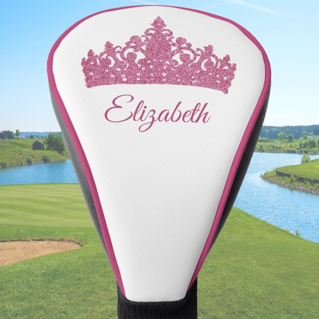 Custom Name and Pretty Pink Crown Golf Head Cover (Creator Uploaded)