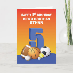 Custom Name and Relation Boy 5th Birthday Sports Card