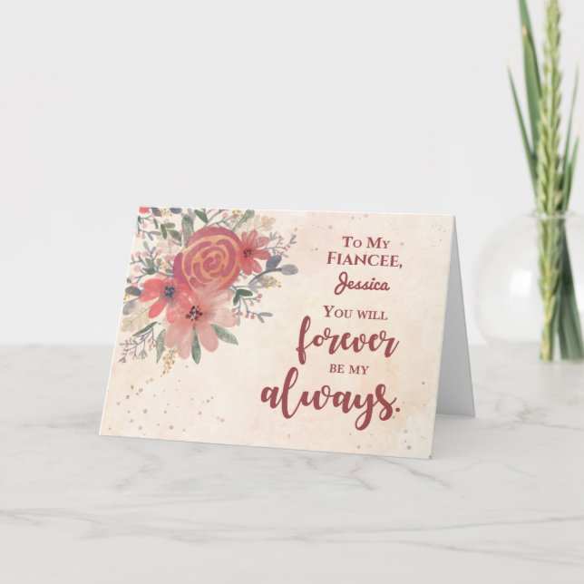 Custom Name and Relation Fiancee Anniversary Card (Front)