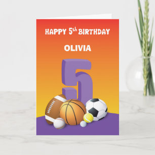Custom Name and Relation Girl 5th Birthday Sports Card