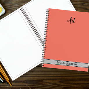Custom name and subject Art colour code orange  Notebook