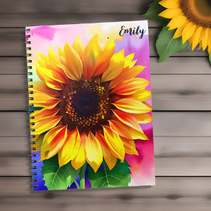 Custom Name and Sunflower Notebook
