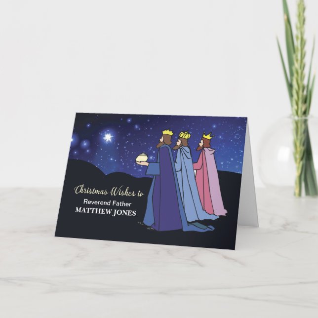 Custom Name and Title, Christmas Wishes 3 Kings Holiday Card (Front)