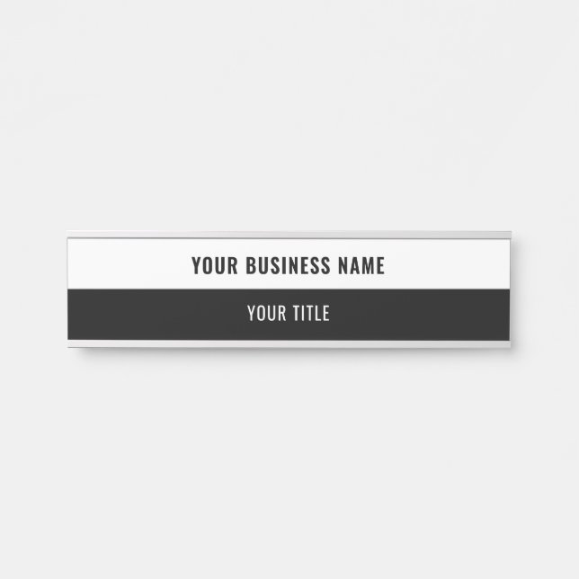 Custom Name and Title Door Sign - Black and White (Front)