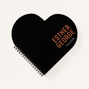 Custom Name and Title Professional Heart Shaped Notebook