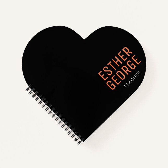 Custom Name and Title Professional Heart Shaped Notebook (Front)