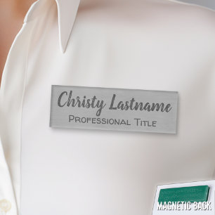Custom Name and Title with faux Silver Foil Print Tag