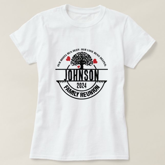 Custom Name and Year Family Reunion Matching T-Shirt (Design Front)