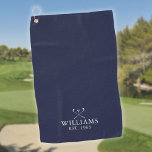 Custom Name And Year Golf Clubs Navy Blue Golf Towel<br><div class="desc">Personalise the name and year set in classic typography to create a unique golf gift and keepsake for any golfer. Designed by Thisisnotme©</div>