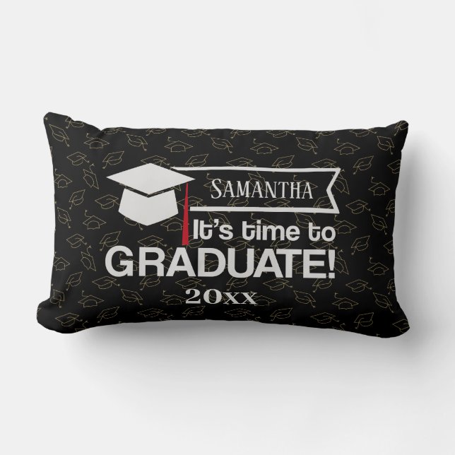 Custom Name and Year Graduation Gift Lumbar Cushion (Front)