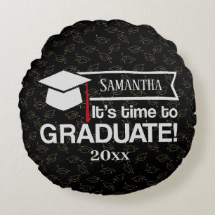 Custom Name and Year Graduation Gift Round Cushion