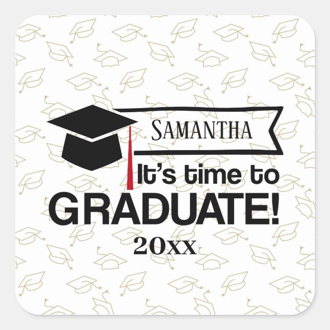 Custom Name and Year Graduation Gift Square Sticker (Front)
