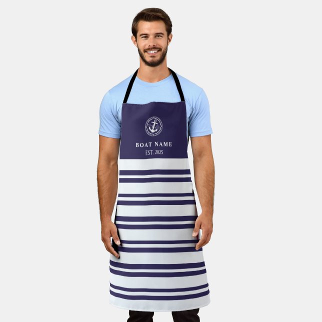 Custom Name and Year Nautical  Apron (Worn)