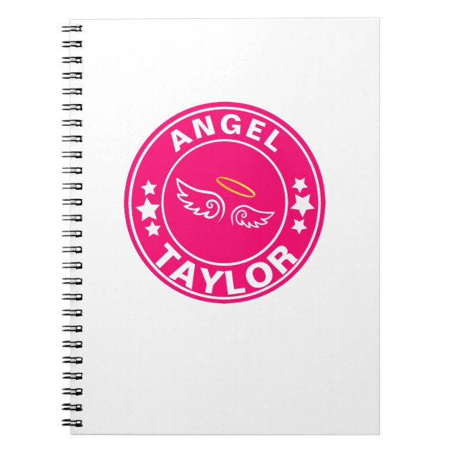 Custom Name Angel princess Pink girly Notebook (Front)