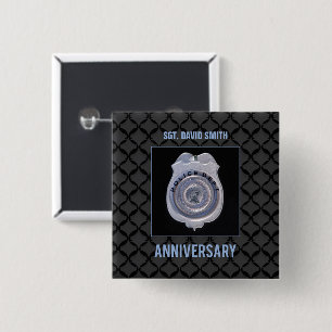 Custom Name, Anniversary with Police Department 15 Cm Square Badge