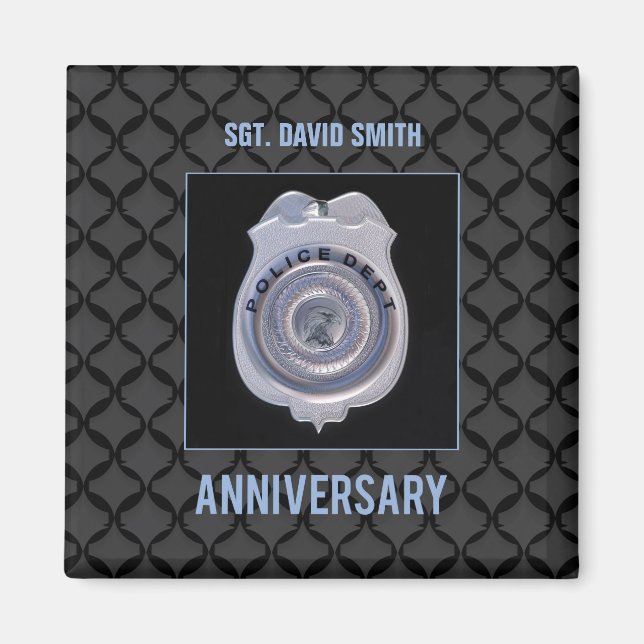 Custom Name, Anniversary with Police Department Magnet (Front)