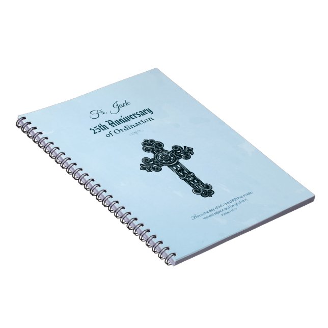 Custom Name & Anniversary Year Ordination, Priest Spiral Notebook (Right Side)