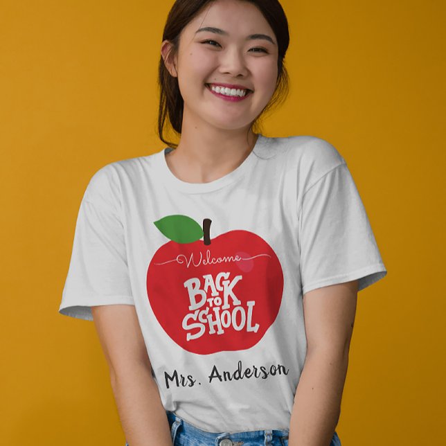 Custom Name Apple Welcome Back to School Teacher T-Shirt (Custom Name Apple Welcome Back to School Teacher T-Shirt)