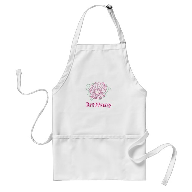 Custom Name Apron, fuchsia daisy flower Standard Apron (Front)