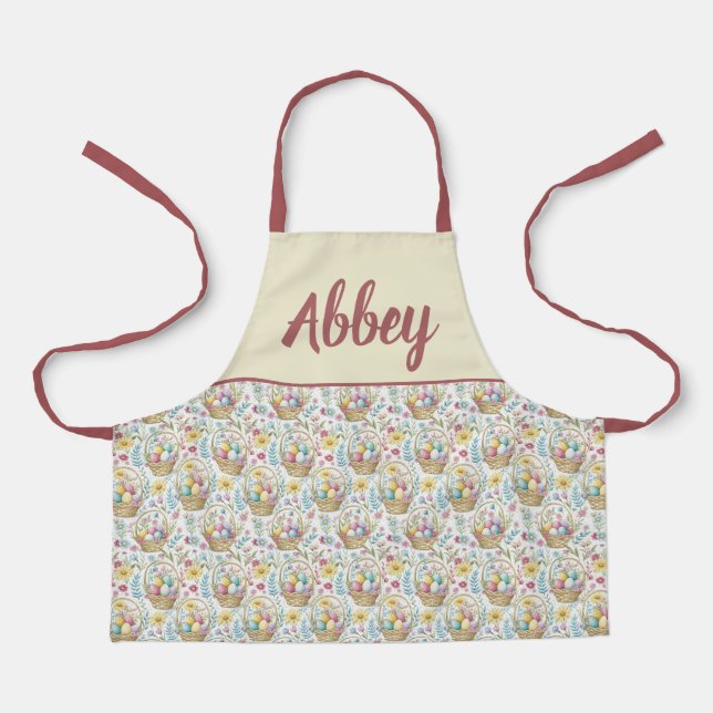 Custom Name Apron with Colorful Easter Egg Design (Front)