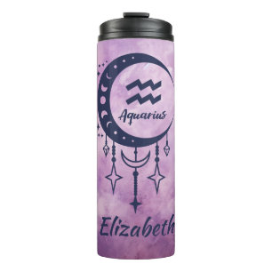 Custom Name Aquarius Zodiac Sign Thermal Tumbler