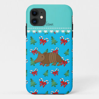 Custom name armadillo sky blue candy canes bows Case-Mate iPhone case