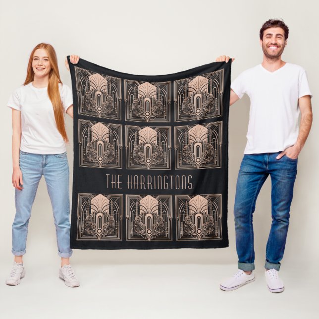 Custom Name Art Deco Fleece Blanket (In Situ)
