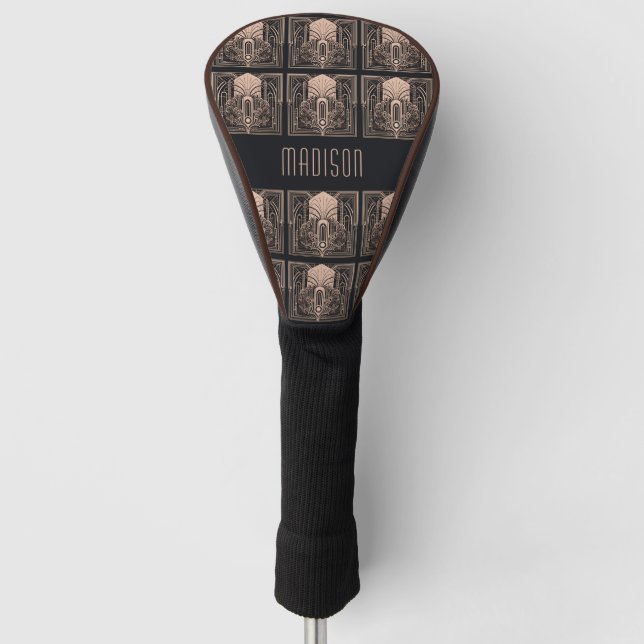 Custom Name Art Deco Golf Head Cover (Front)