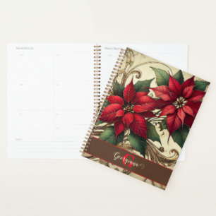 Custom Name Art Nouveau Christmas Poinsettia Planner