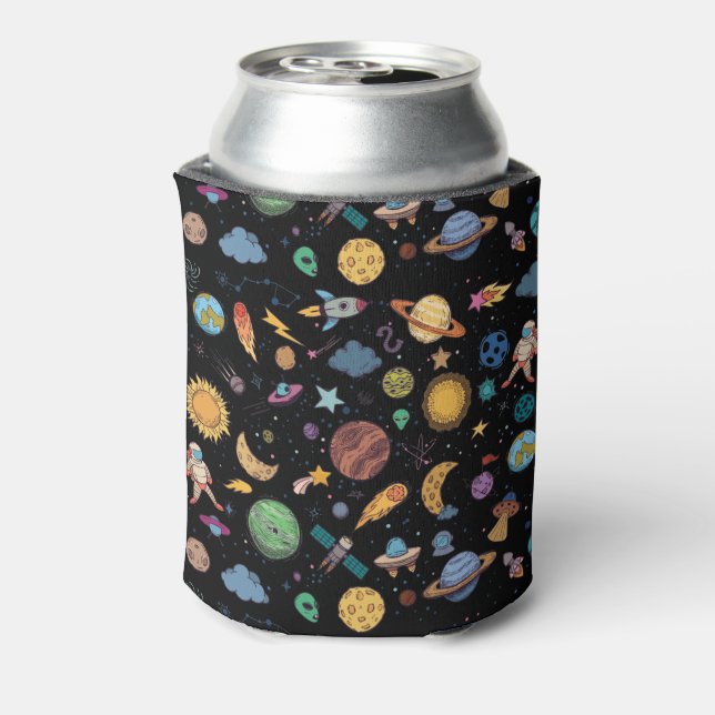 Custom Name Astronauts Planets Space Can Cooler (Can Back)