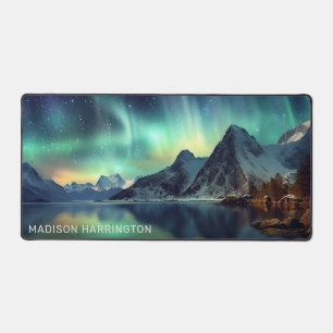 Custom Name Aurora Borealis Desk Mat