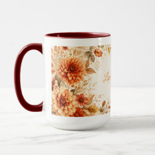 Custom Name Autumn Floral Live Laugh Love Cosy Mug