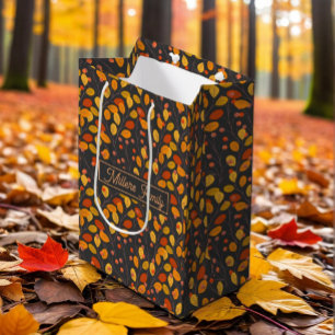 Custom Name Autumn Leaves  Medium Gift Bag